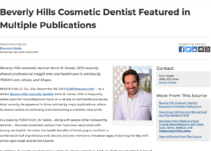 Beverly Hills cosmetic dentist interviewed by TODAY.com, Allure, and Shape
